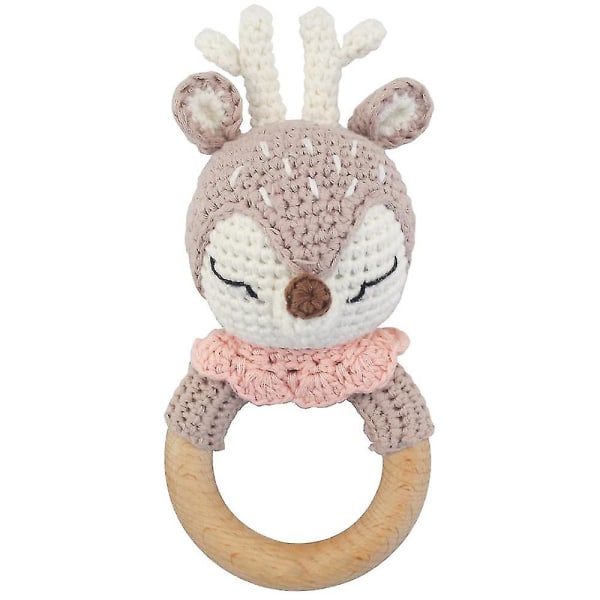 Håndlaget Ruby-rangle i tre for baby, bitering i tre, bitering i tre, rangle i tre, håndtak i tre, babygave, guttegave til fødsel, jentegave, treleke, treleke