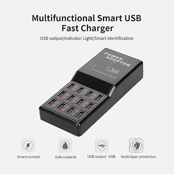 Wlx-t3 Smart Multi-port Usb Hurtiglader Bærbar Fire Porter Rask Ladning Flere Beskyttelse For Mobiltelefoner Bærbare Eu-plugg