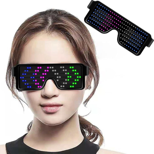 LED Light Up-briller, 8 lysmønstre, Cyberpunk Light Up-briller Futuristiske briller, USB-genopladning