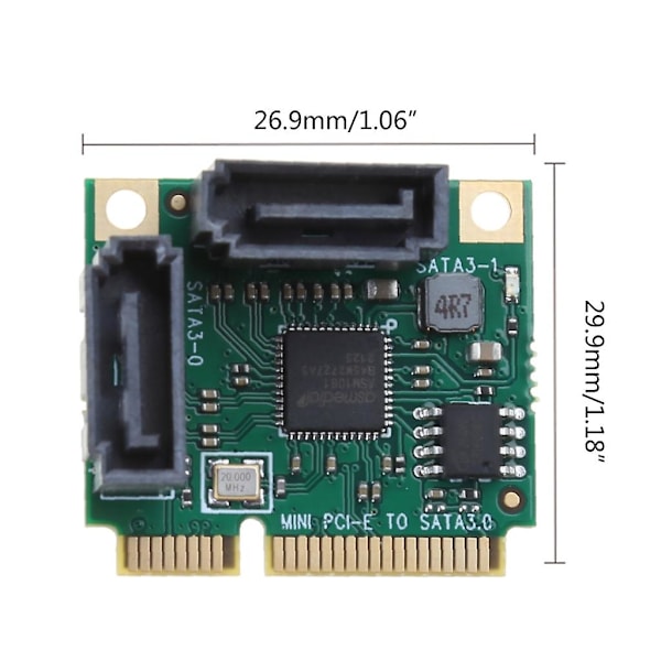 Mini Pcie til Sata 3.0 Adapter Converter 6gbps 2 Porter Sata3 Utvidelsesadapter