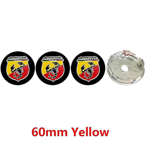 4 stk. 56mm 60mm Hjulnavkapsler til Abarth Fælge Dæksler Klistermærker Dekal Bilstylning 4pcs 60mm yellow