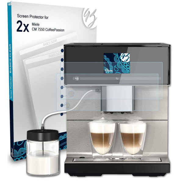 Bruni 2x skyddsfolie kompatibel med Miele CM 7550 CoffeePassion Folie