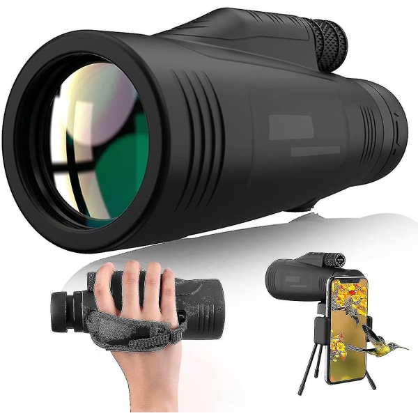 Monokulaarinen teleskooppi 12x50 HD tähtiputki Monokulaarinen zoom monokulaariteleskooppi vedenpitävä, sumunkestävä Bak4 prisma ja Fmc käsihihnalla, matkapuhelimen pidike