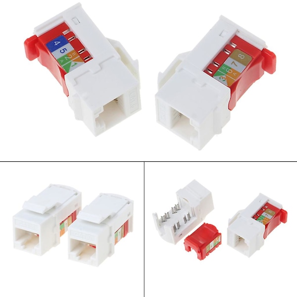 Cat6-kontakt Nettverks Ethernet Veggadapter Hvit Ethernet Modul Kobler