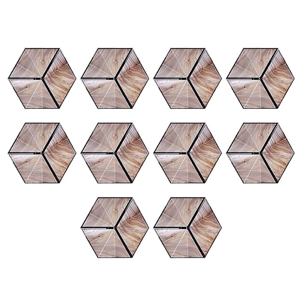 Waterproof Non-Slip Hexagonal Imitation Wood Grain Ceramic Tile Stickers - Floor Decoration