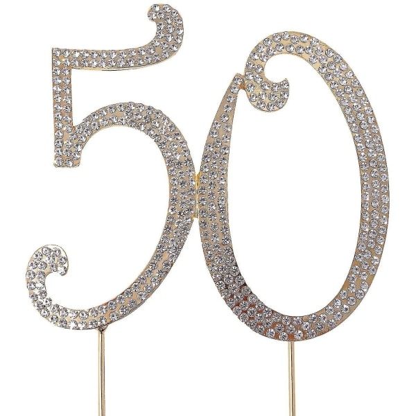 Evago Cake Topper Premium Glittrande Crystal Rhinestone Cake Topper Tårtdekoration för 50-årsdagen O