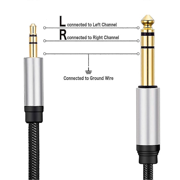 3,5 mm til 6,35 mm Stereo Audiokabel Nylonflettet Trs Audiokabel Med Stabilt Signal Til Mp3 Telefon Højttaler Computer