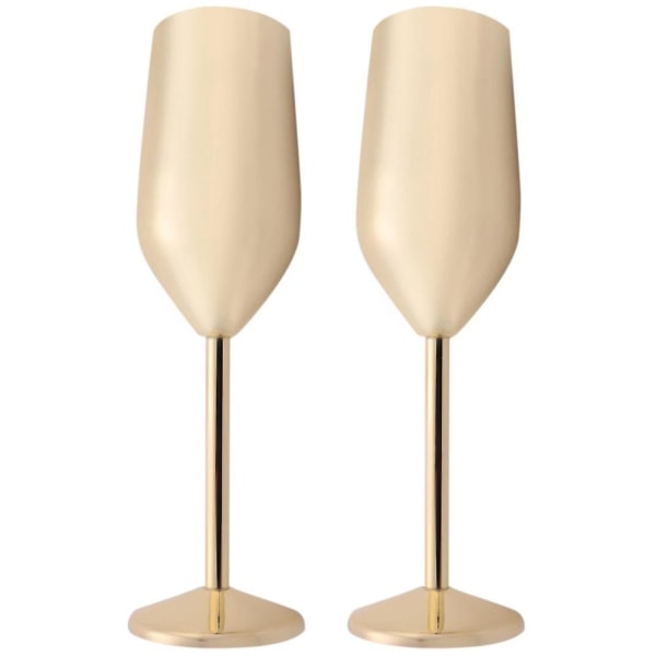 2 stk/sæt brudsikre rustfri champagneglas Børstet guld Bryllupsristning Champagne Flutes Dr.