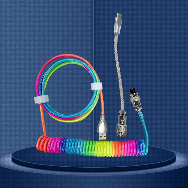Spiralformad 1,5 m typ C Rgb Usb-kabel för mekaniskt tangentbord Aviator-kontakt