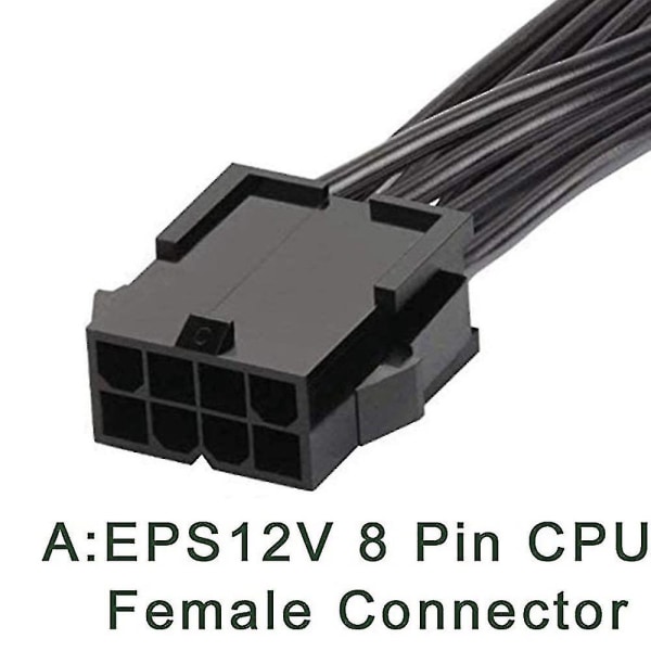 1 kpl Cpu 8-napainen naaras Cpu 8-napaiseen ja Atx 4-napaiseen urosvirtaan, 20 cm