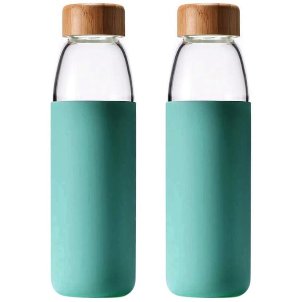 2x 500 ml enkel design av bambu cover vattenflaska med bambu lock och silikonskydd