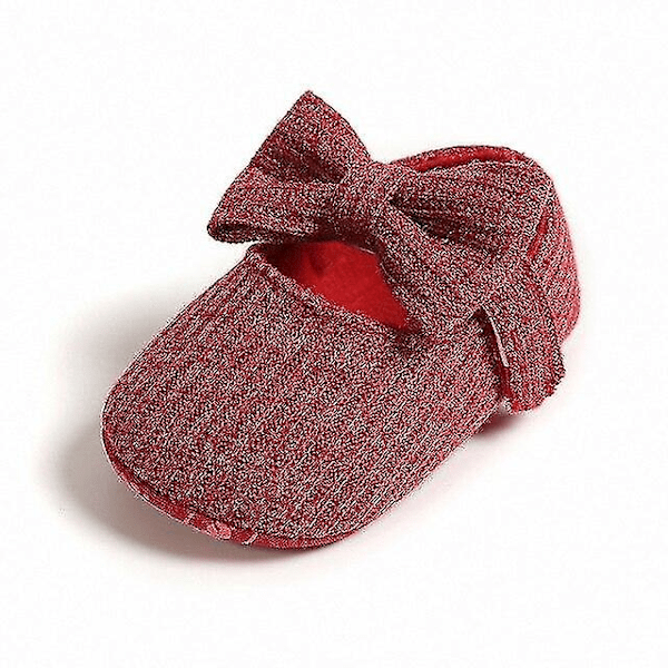 Baby pige sko blomst blonde bomuldsbund red-bow knot 0-6 months