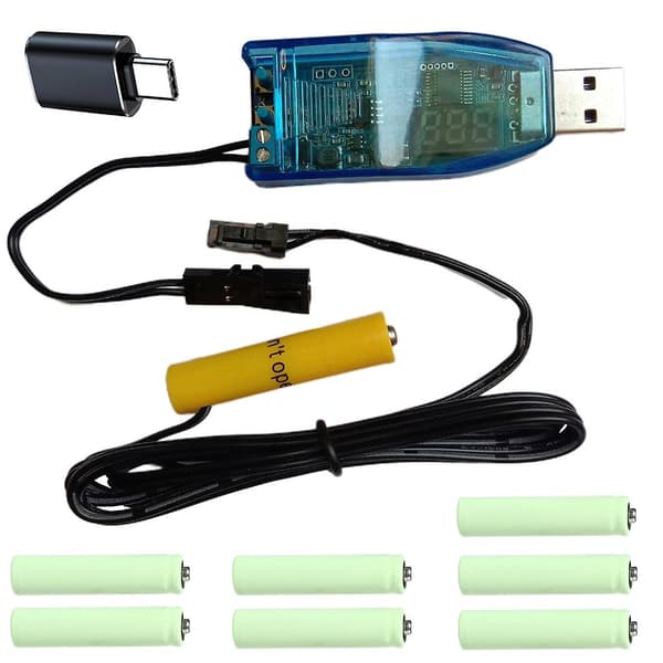 Type C USB til AAA/LR03 batter eliminator 1V-24V til LED lys radio ur legetøj