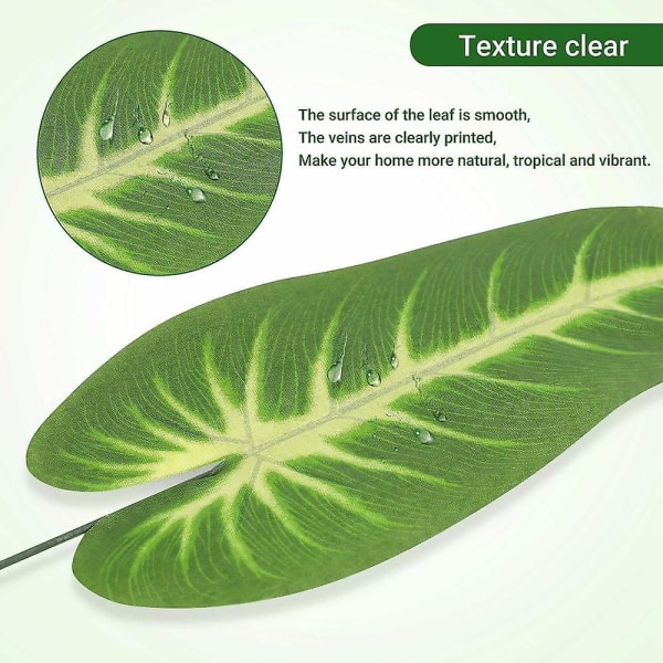 68 stycken 8 sorters Monstera-blad, konstgjorda palmblad med stjälk