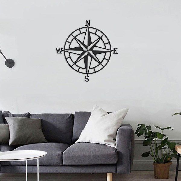 Metalliseinäkoriste Nautical Compass -veistos Ripustuskoriste Maalaistalolle