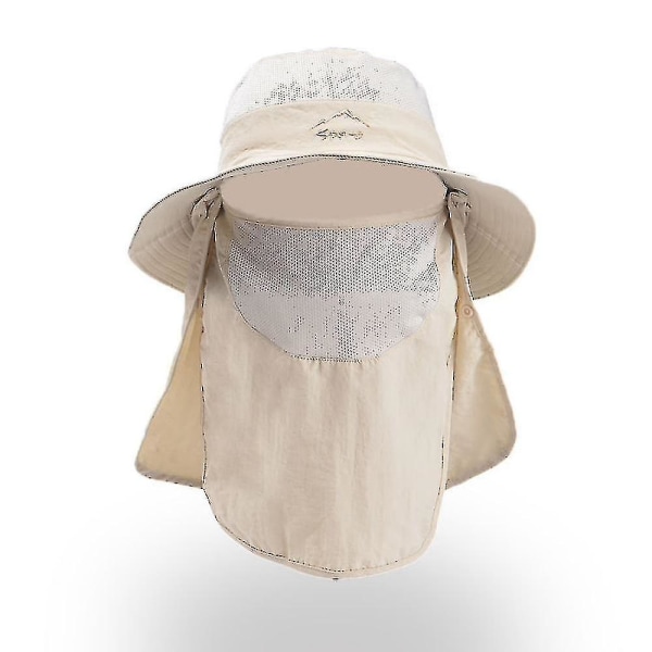 Fiskehattar för män och kvinnor med ansiktstäckande bred brättad strandsolhatt Mesh Safari Jakt Trädgårdsskötsel Bucket hatt Packbar-vit
