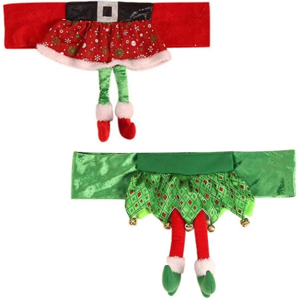Julstolsöverdrag, Juldekorativa stolsryggöverdrag, Jultomtestolöverdrag, Jultomteöverdrag - 2-pack