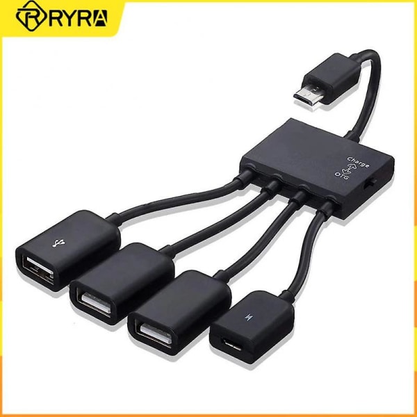 Ryra 4 Port Micro USB 2.0 Hub 4-i-1 Otg Hub Power Kabelstöd samtidigt