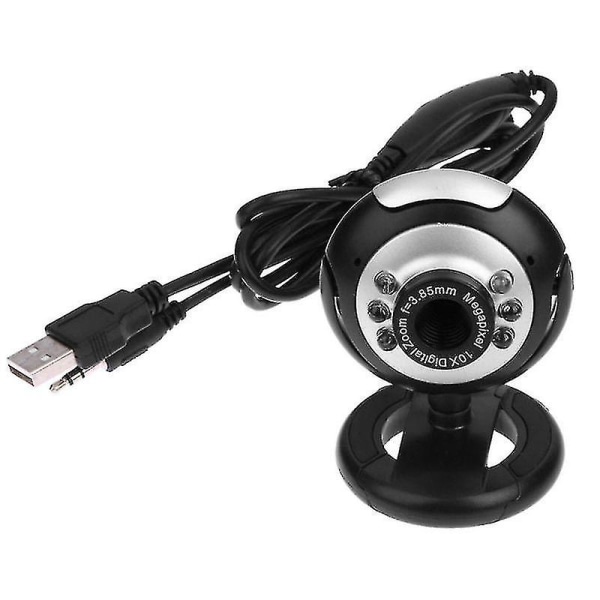 Usb 2.0 webkamera med 6 led lys nattesyn Clip-on webcam kamera til bærbar stationær computer