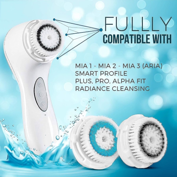 Kompatible udskiftninger til ansigtsrensebørstehoveder 6 Pack | Fuldt kompatibel | Til rengøring af dyb porer og følsom hud