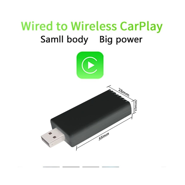 Kablet til trådløs Carplay-adapter Bilstereo med USB-plugg og spill Smart Link-telefon Automatisk tilkobling