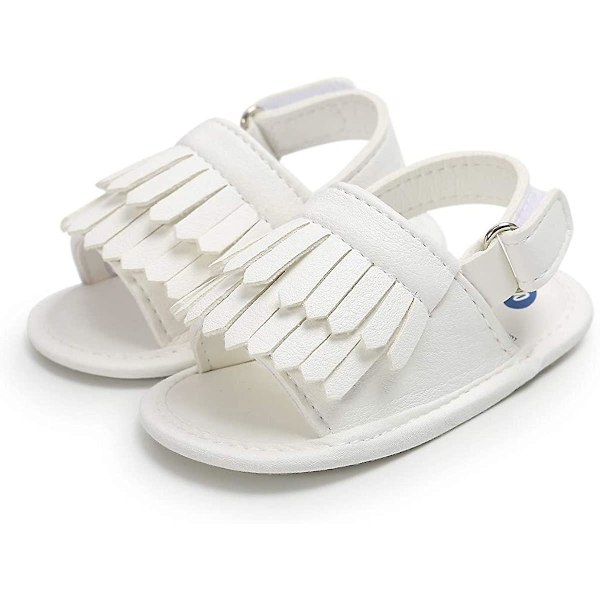 Baby jentesandaler - Sklisikre, myke såler, T-stropp, flip-flops, småbarns første gåsko, krybbesko, 3-18 måneder 04 white 12-18 months toddler