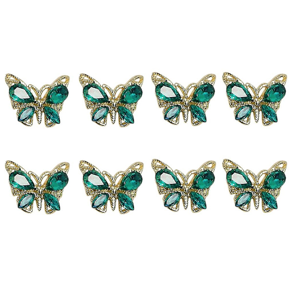 8x 3d fjärilsnaglar Charms Flash Crystal Nail Charms Diy Manikyr Nail Art Jewerly Nail Art Dekorationer För Kvinnor Flickor 2265