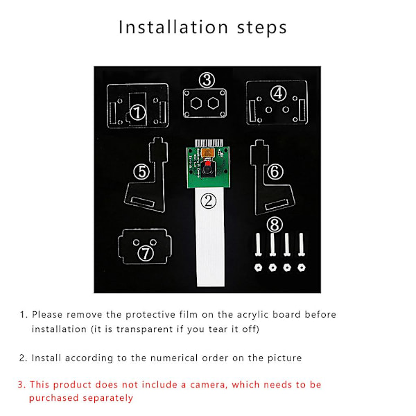 Akrylkamerafäste för Raspberry Pi 1-4 V2 Officiell kamera