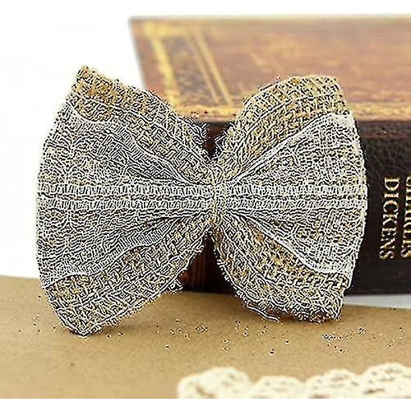 50 stycken säckvävsflugor Set DIY Jutefluga Retro Säckvävsfluga Julgranspynt Dekoration Bröllop Juldag Semestertillbehör Gul