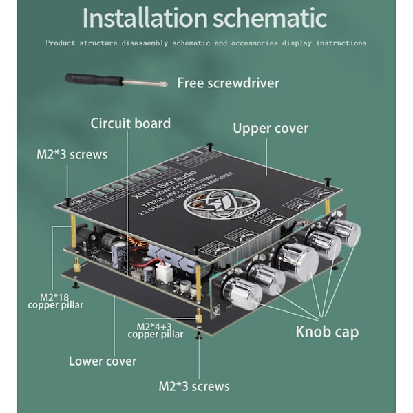 Tda7498 Bluetooth-kompatibel 5.1 förstärkarkort Aux-ingång Hifi-ljud
