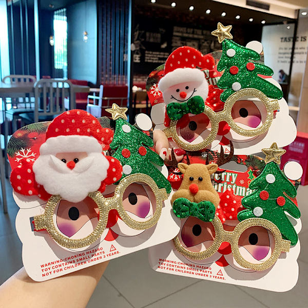 Julebrilleramme, Julefest Tilbehør, Julepynt, Gaver, Små Gaver, Søde Tegneseriebriller til Julen 1# red nose