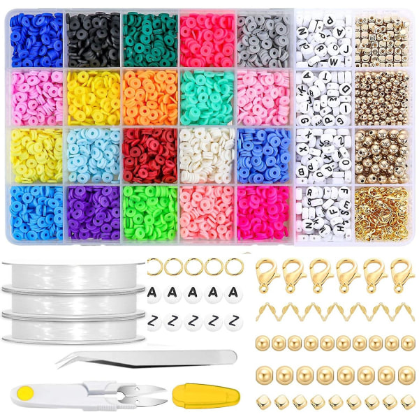 6mm Polymer Clay Beads Set Diy 24 Rainbow Color Flat Chip Pärlor För Boho Armband Necklce Att göra bokstavspärlor V