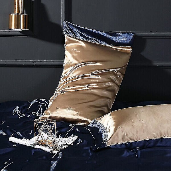 2x Silk Blend Pillowcase Satin Two Tone Shiny Pillowcase Only Cover Bedding