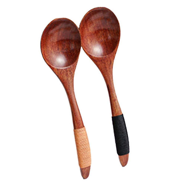 2 st hushållsträbestick japansk böjd trä oval sked