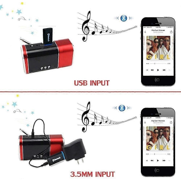 Bluetooth-mottaker for bilstereo, Bluetooth-adapter for hjemme-stereo, trådløs musikadapter for bærbare høyttalere, Bluetooth-adapter