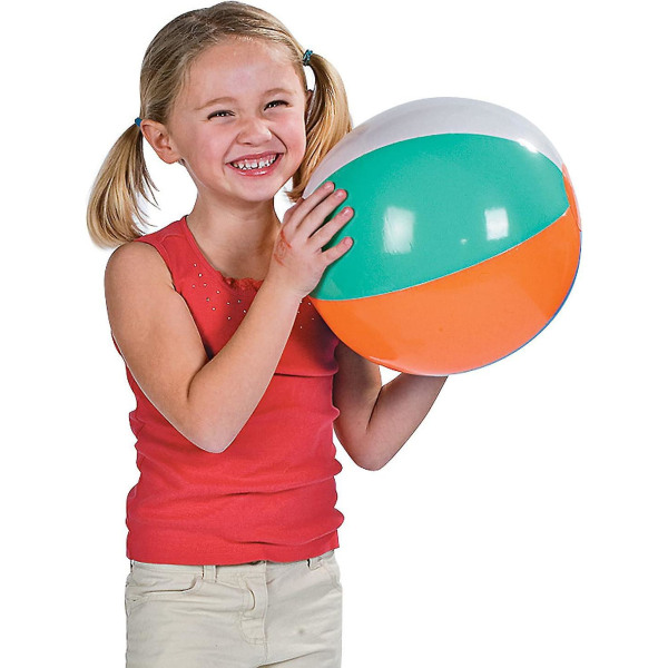 Strandball [3-pakning] Oppblåsbare badeballer for barn - strandleker for barn og småbarn, bassengspill, sommer utendørsaktivitet - klassisk regnbuefarge