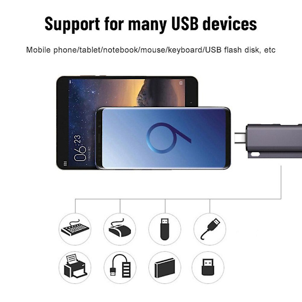 Ryra Usb 2.0 Hub 4 i 1 High Speed Udvidelses Dock Type C Splitter Multifunktionel