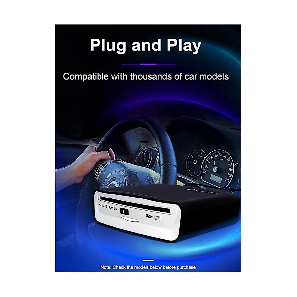 Ekstern universell CD-spiller for bil - bærbar CD-spiller, kobles til bilens USB-port, bærbar PC, TV, , C