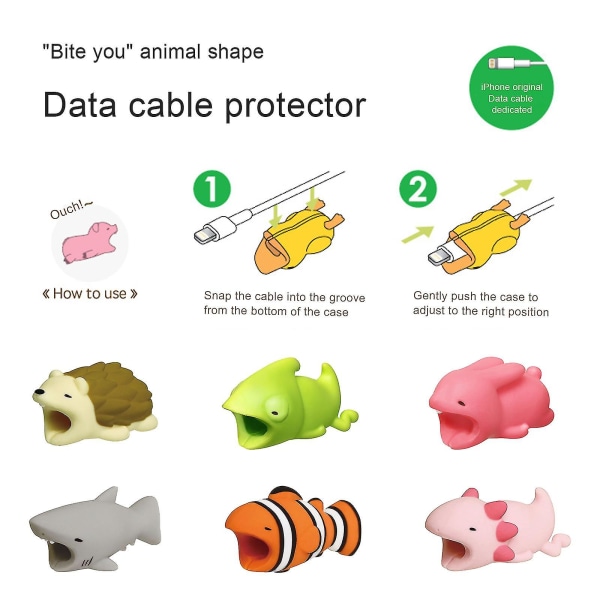 11 stk. Dyrebitt Telefonlader Kabelbeskytter Dyr Usb Lader Ledning Beskytter Dyr Bite Lader Kabel Sparere