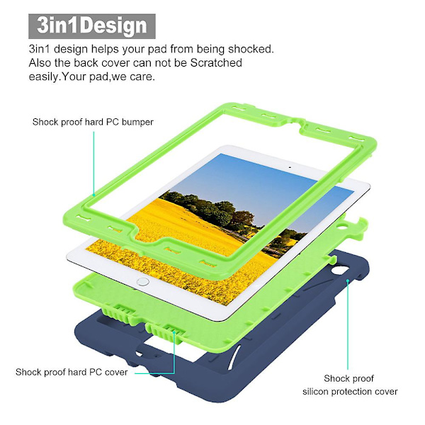Stöttåligt skyddande fodral Heavy Duty Stand Hybird Cover för iPad Mini 1 2 3 US