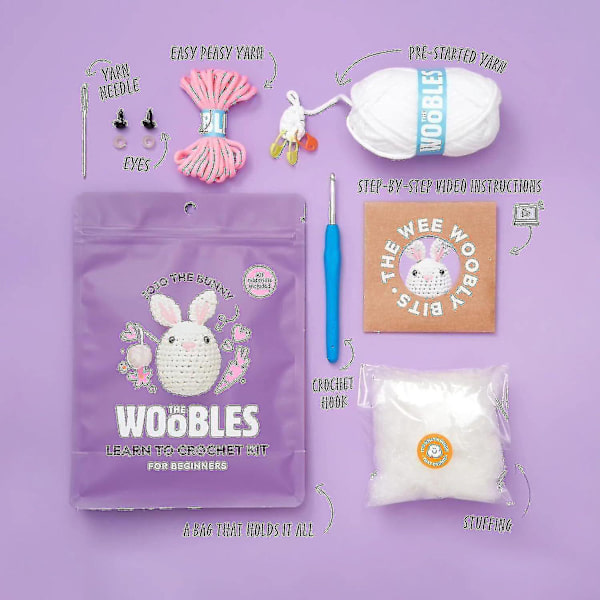 Virka Kit för Nybörjare DIY Virkad Plyschdjurskit Nybörjarvirkningskit rabbit
