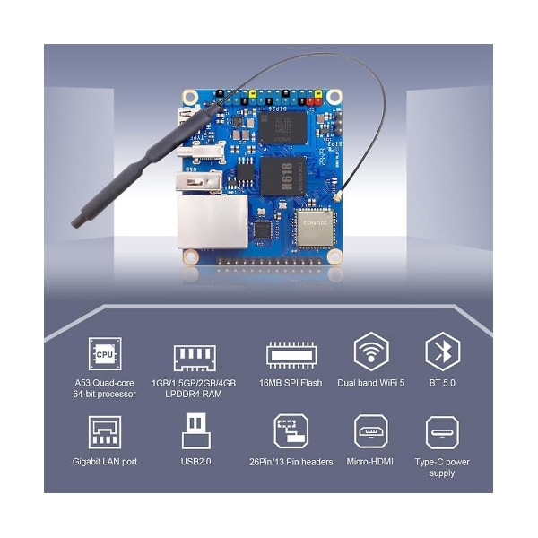 For Zero 3 Utviklingskort 2gb H618 Wifi5+bt 5.0 Gigabit Lan For Android 12 Debian12 Ubuntu22.04