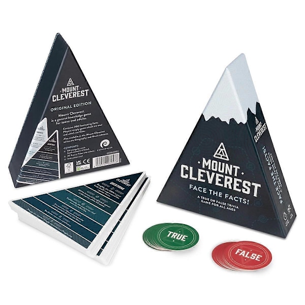 MOUNT CLEVEREST - Utgave Sann eller Usann Trivia Spill Morsomt Familiekortspill for Voksne & Barnfester