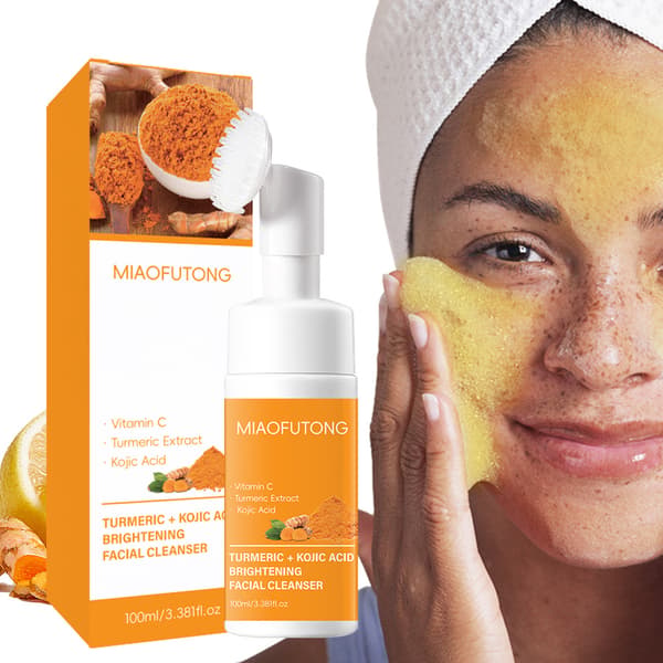 Kojic Acid Gurkemeie Rensemousse Rensemiddel Dyprensende Skum Sminkefjerner Ansiktsvask