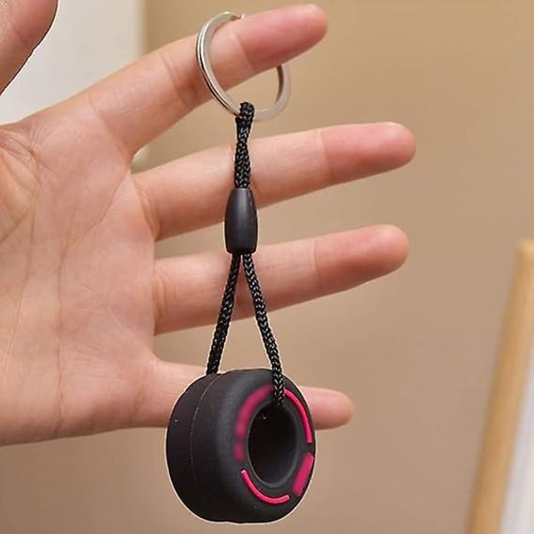 Mini 2-pack gummidäck nyckelring kreativ hjul nyckelring anpassad hänge mjuk gummi nyckelring bildekor