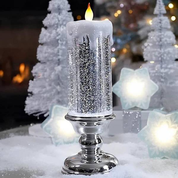 7 väriä vaihtavaa USB-ladattavaa LED-joulukynttilää pyörivällä glitterillä - Vedenpitävät liekittömät kynttilät