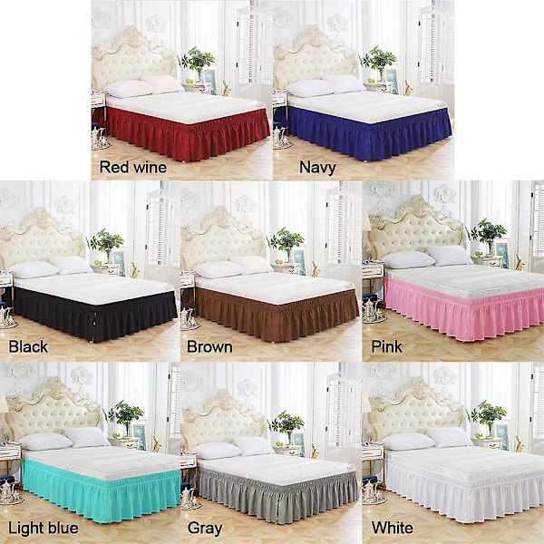 King Size Ming Blue Tvättbar Elastisk Wrap Around Sängkjol för Hem och Hotell - Färgbeständig