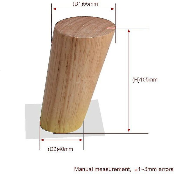 Sett med 4 skråstilte møbelben i massivt tre på 10 cm, erstatningsben med monteringsplate og skruer for sofa, TV, seng, spisebord