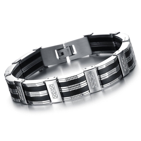 Herrarmband, utsökt svart silverrandsarmband armband armband armband handled, rostfritt stål