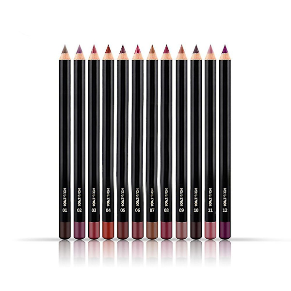 12 stk. Niceface Vandafvisig Langtidsholdbar Lip Liner Blyant Lipliner Pen Makeup Kosmetik